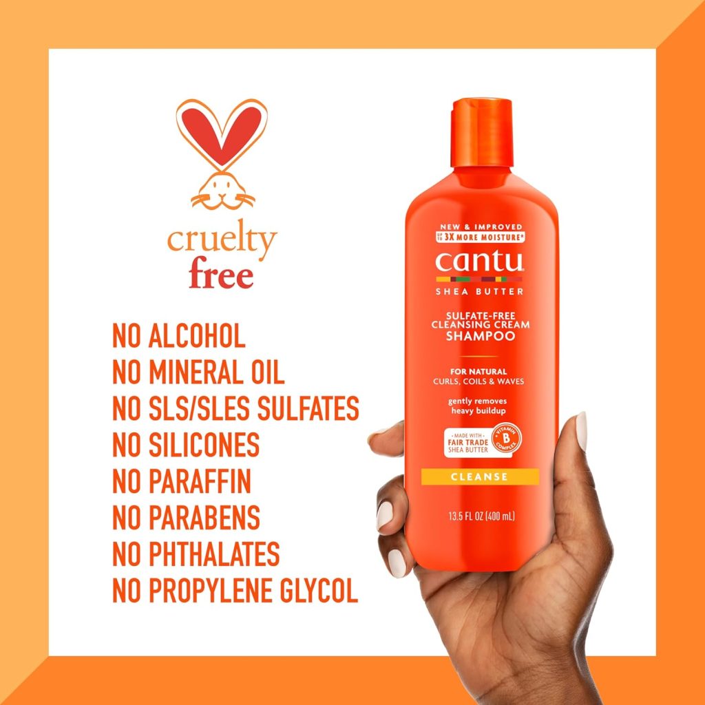 شامپو بدون سولفات موی فر کنتو مدل شی باتر Cantu Sulfate- Free Cleansing Cream Shampoo حجم 400 میلی لیتر